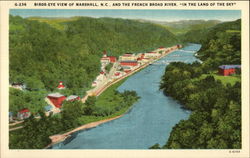 Birds-Eye View of Town and the French Broad River Marshall, NC Postcard Postcard