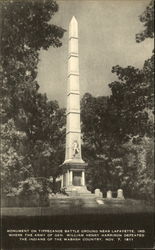 Monument on Tippecanoe Battle Ground Lafayette, IN Postcard Postcard