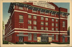 Textile Hall Greenville, SC Postcard Postcard