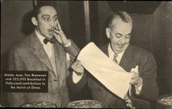 Mischa Auer, Tom Breneman and 523,000 Breakfast in Hollywood contributions to the March of Dimes Postcard