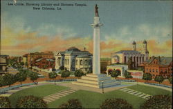 Lee Circle, showing Library and Shriners Temple New Orleans, LA Postcard Postcard