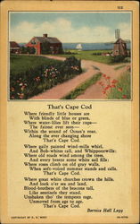 That's Cape Cod, poem by Bernice Hall Legg Poems & Poets Postcard Postcard