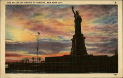The Statue of Liberty at sunrise New York City, NY Postcard Postcard