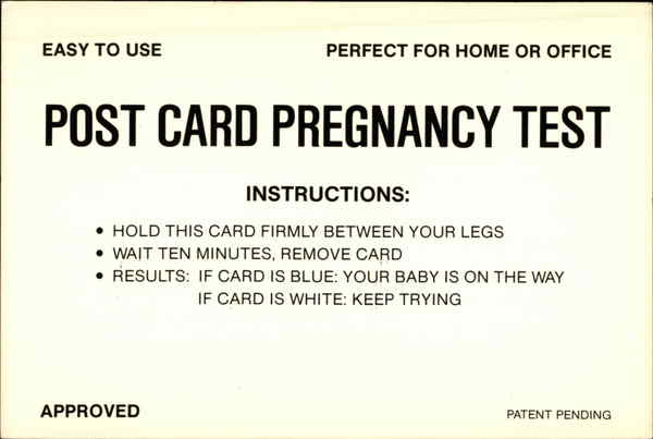 Post Card Pregnancy Test Comic, Funny
