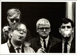 Andy Warhol, Henry Geldzahler, David Hockney and Friend