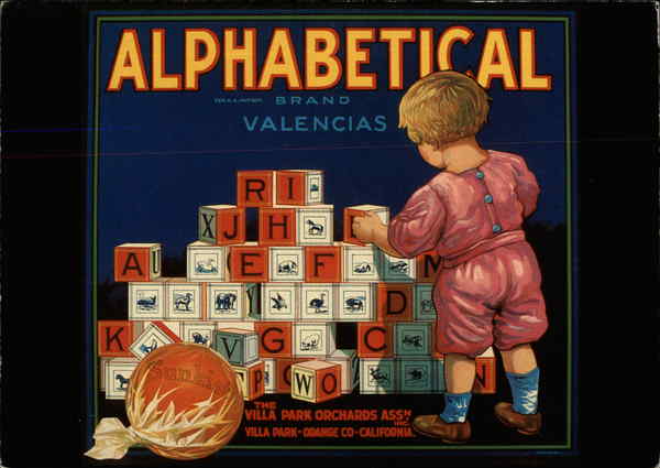 Alphabetical Orange Crate Label Advertising Reproductions