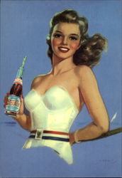 Bathing beauty drinking Pepsi-Cola Postcard