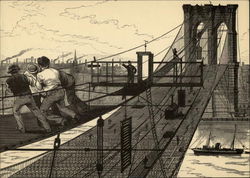 Construction of the Brooklyn Bridge Postcard