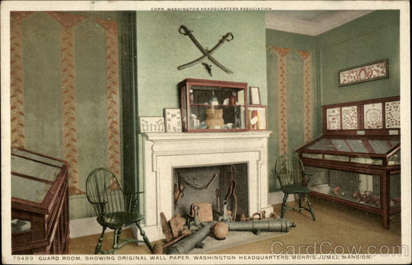 Guard room, showing original wall paper New York
