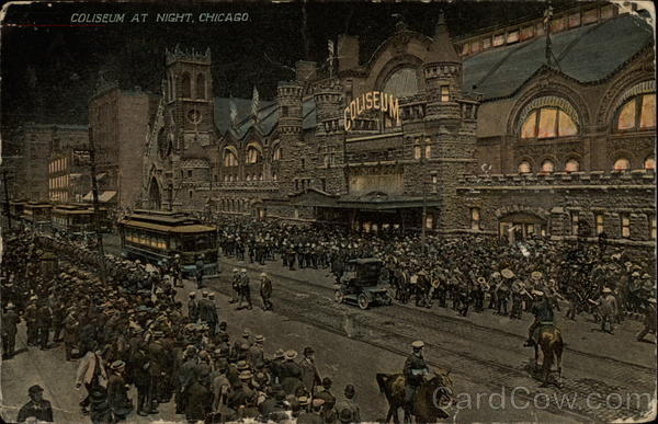 Coliseum at night, Chicago Illinois