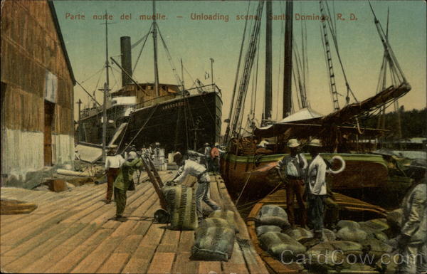 Unloading scene Santo Domingo Dominican Republic Caribbean Islands