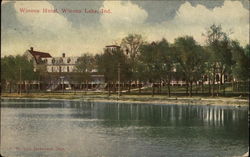 View of Winona Hotel from the Lake Winona Lake, IN Postcard Postcard