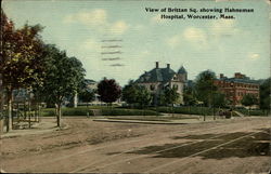 View of Brittan Sq. Showing Hahneman Hospital Worcester, MA Postcard Postcard