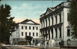Old County Court House to Left and City Hall Postcard