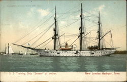 U.S. Training Ship "Severn" at anchor New London, CT Postcard Postcard