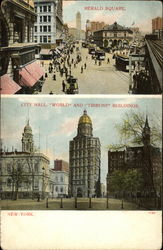 Herald Square, City Hall, "World" and "Tribune" Buildings Postcard