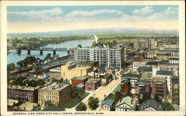 General View From City Hall Tower Springfield Massachusetts