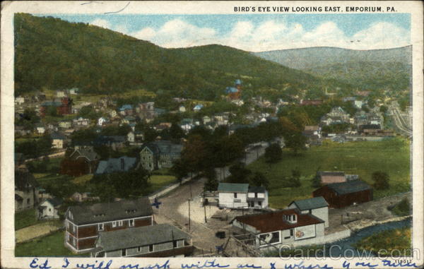 Bird's Eye View Looking East Emporium Pennsylvania