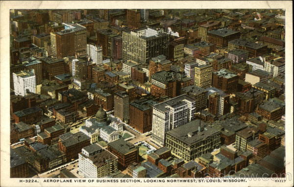 Aeroplane View of Business Section, Looking Northwest St. Louis Missouri