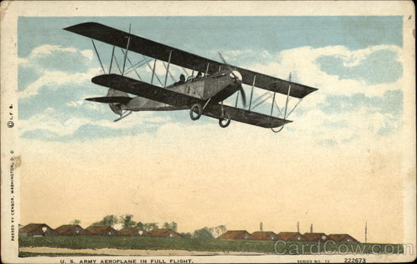 US Army aeroplane in full flight