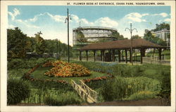 Flower Beds at Entrance, Idora Park Youngstown, OH Postcard Postcard