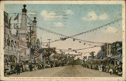 View of Surf Ave. Showing Entrance to Luna Park Postcard
