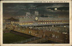 Steeplechase Pier by Night Atlantic City, NJ Postcard Postcard