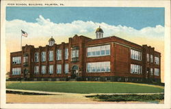 High School Building Postcard