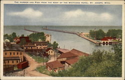 The Harbor and the Pier from the roof of the Whitcom Hotel St. Joseph, MI Postcard Postcard