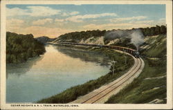Cedar Heights & R.I. Train Waterloo, IA Postcard Postcard