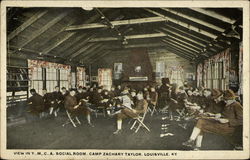 View in YMCA Social Room, Camp Zachary Taylor Postcard