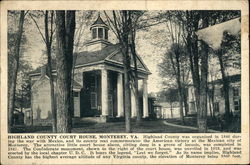 Highland County Court House Monterey, VA Postcard Postcard