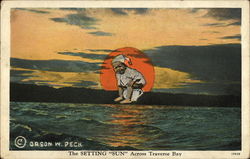 The Setting Sun Across Traverse Bay Michigan Postcard Postcard