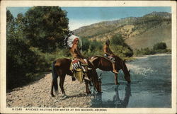 Apaches Halting for water at Rio Navaho Postcard