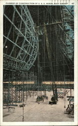 Closeup of Construction of U.S.S. Akron, Navy airship Postcard