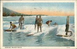 Surfing-Waikiki Beach Honolulu, HI Postcard Postcard