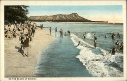 On the Beach at Waikiki Postcard