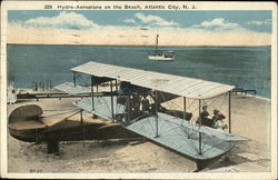 Hydro-aeroplane on the beach Atlantic City, NJ Postcard Postcard