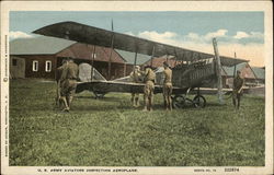 U.S. Army Aviators Inspection Aeroplane Postcard