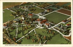 Utak Agricultural College from Airplane Logan, UT Postcard Postcard