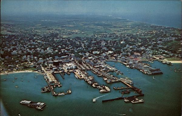 Air View of Nantucket Docks and Waterfront Massachusetts