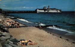 Upper end of bathing beach at Oak Bluffs Postcard
