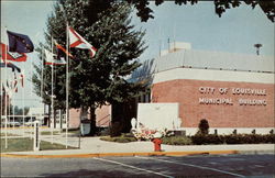 City of Louisville Municipal Building, Avenue of Flags Ohio Postcard 