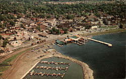 Aerial View of Docks, Waterfront and Business Section Postcard