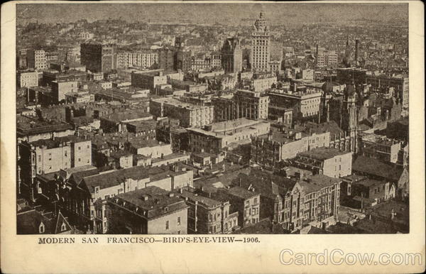 Birdseye View of the Modern City - 1906 San Francisco California