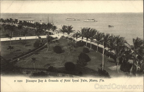 Biscayne Bay & Grounds of Hotel Royal Palm Miami Florida