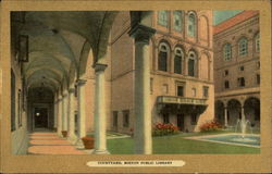 Courtyard of Boston Public Library Massachusetts Postcard Postcard