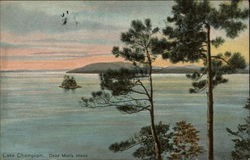 Dead Man's Island in Lake Champlain Postcard