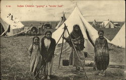 Indian Children "Guying" a "Tender Foot" Postcard