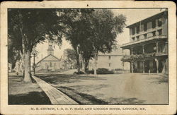 M. E. Church, I. O. O. F. Hall and Lincoln House Postcard